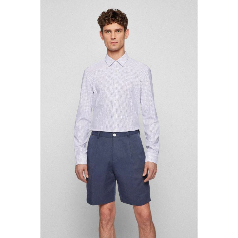商品Hugo Boss|Slim-fit shirt in patterned performance-stretch jersey,价格¥604,第3张图片详细描述