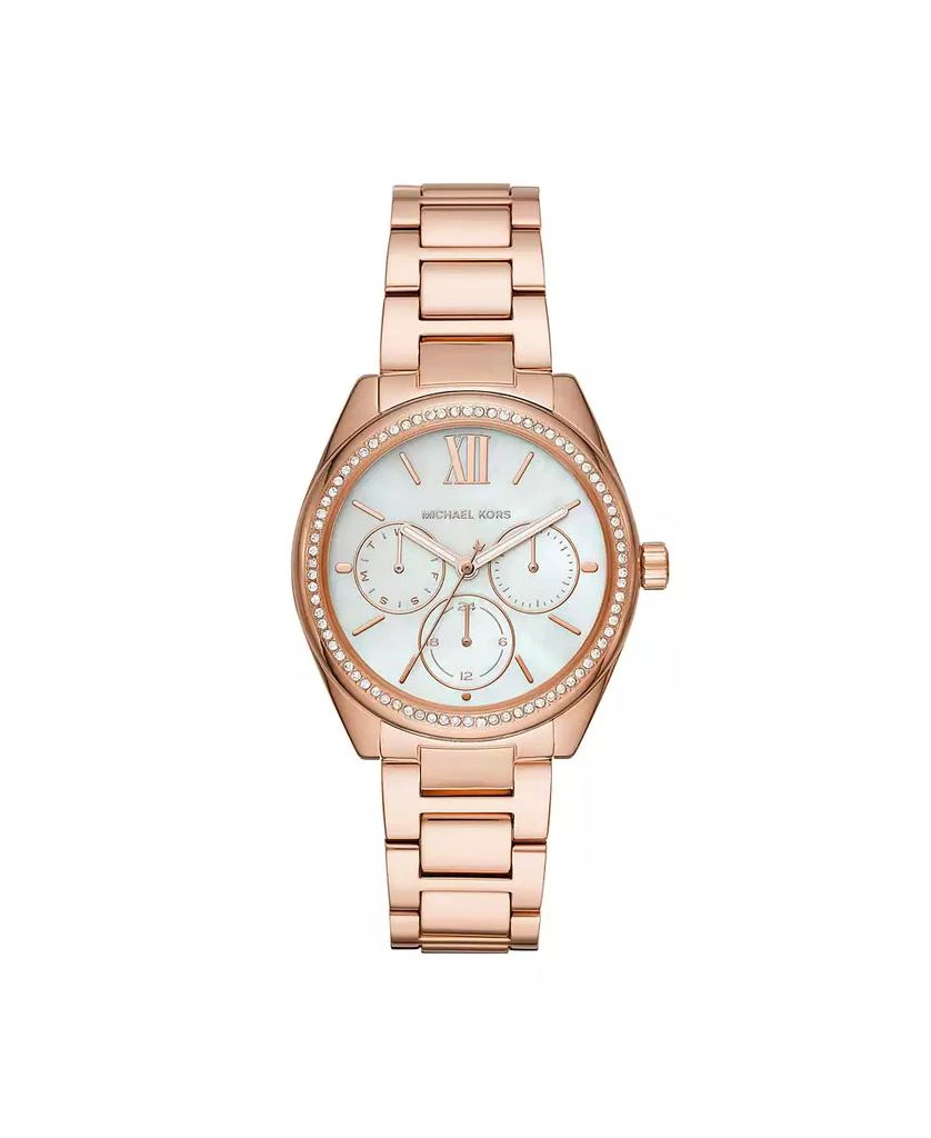 商品Michael Kors|Women's Janelle Multifunction Rose Gold-Tone Stainless Steel Bracelet Watch 36mm MK7095,价格¥1921,第1张图片