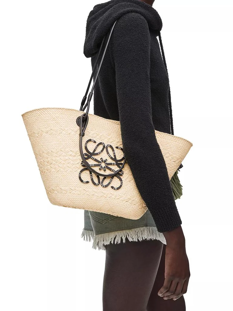 商品Loewe|LOEWE x Paula's Ibiza Anagram Leather-Trimmed Iraca Basket Bag,价格¥9295,第3张图片详细描述