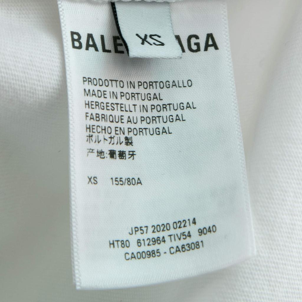 Balenciaga White Logo Print Cotton Crewneck T-Shirt XS商品第5张图片规格展示