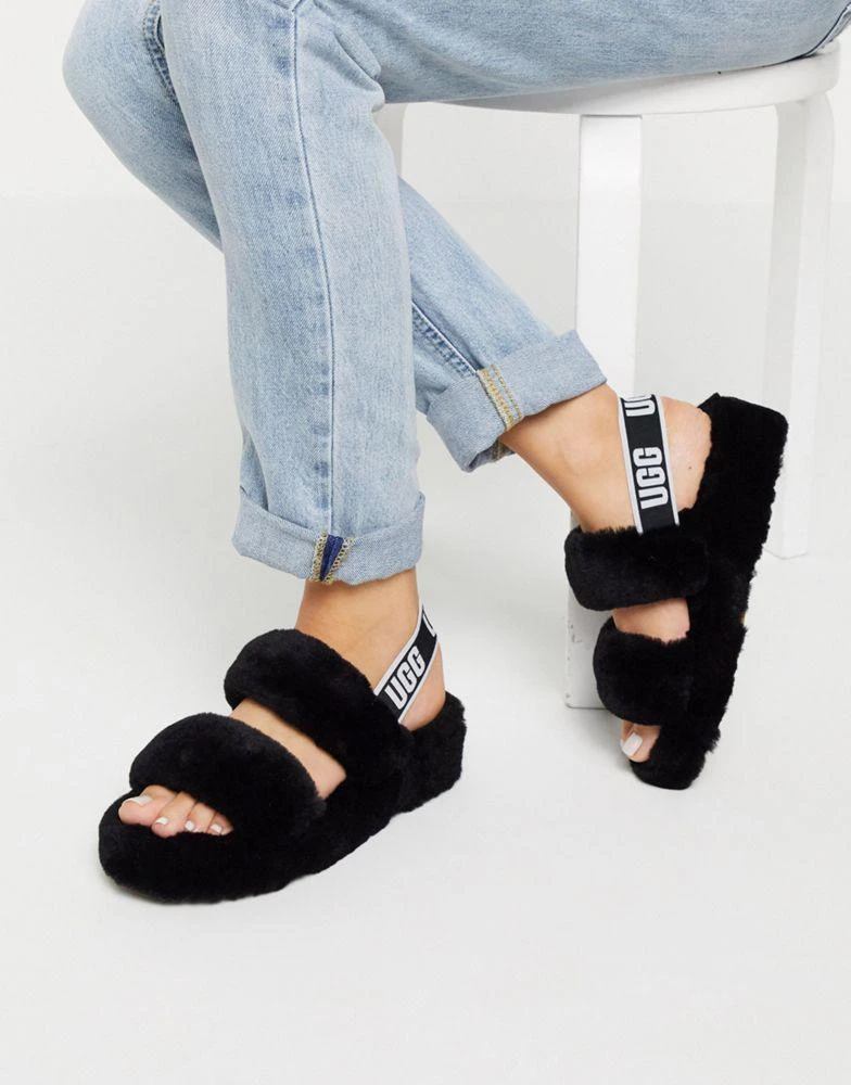 商品UGG|UGG Oh Yeah logo double strap sandals in black,价格¥531,第1张图片