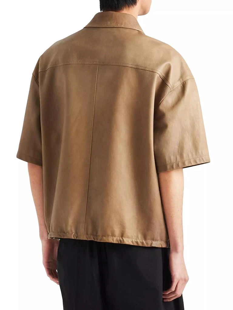 商品Prada|Short-Sleeve Nappa Leather Shirt,价格¥44953,第3张图片详细描述