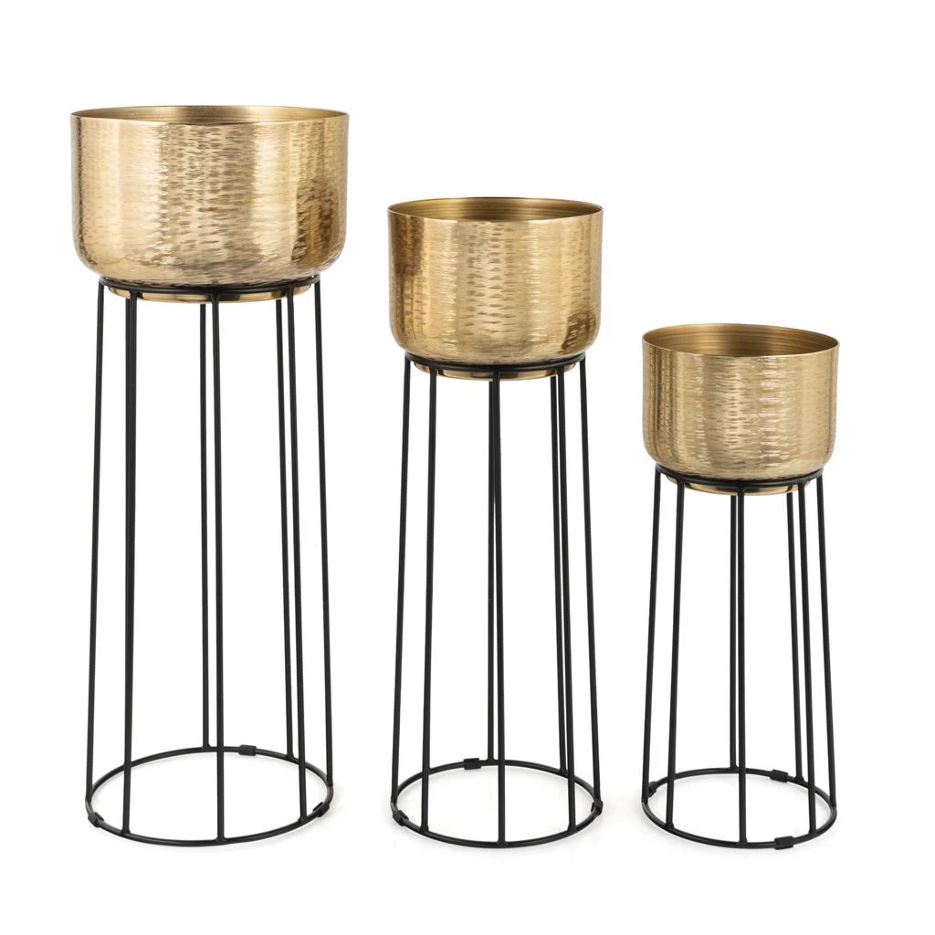 商品Gild Design House|Thallo Gold Metal Floor Planters, Set of 3,价格¥1815,第1张图片