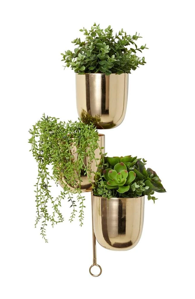 商品Novogratz|Goldtone Metal Indoor & Outdoor Layered Wall Planter,价格¥397,第3张图片详细描述