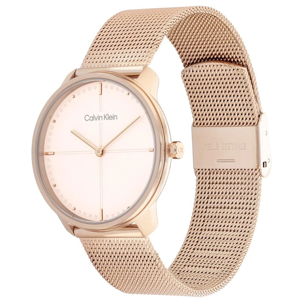 商品Calvin Klein|Unisex Carnation Gold-Tone Stainless Steel Mesh Bracelet Watch, 35mm,价格¥1022,第2张图片详细描述