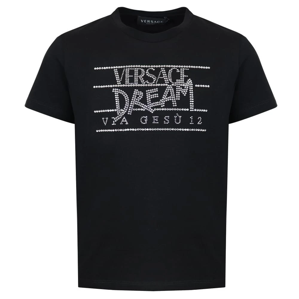 商品Versace|Black Crystal Logo T Shirt,价格¥455,第1张图片