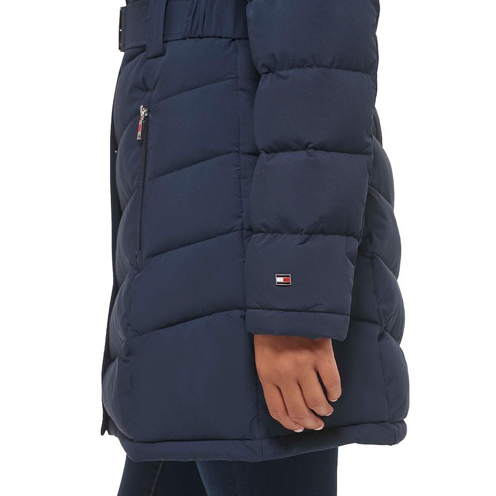 商品Tommy Hilfiger|Petite Faux-Fur-Trim Hooded Belted Puffer Coat, Created for Macy's,价格¥921,第6张图片详细描述
