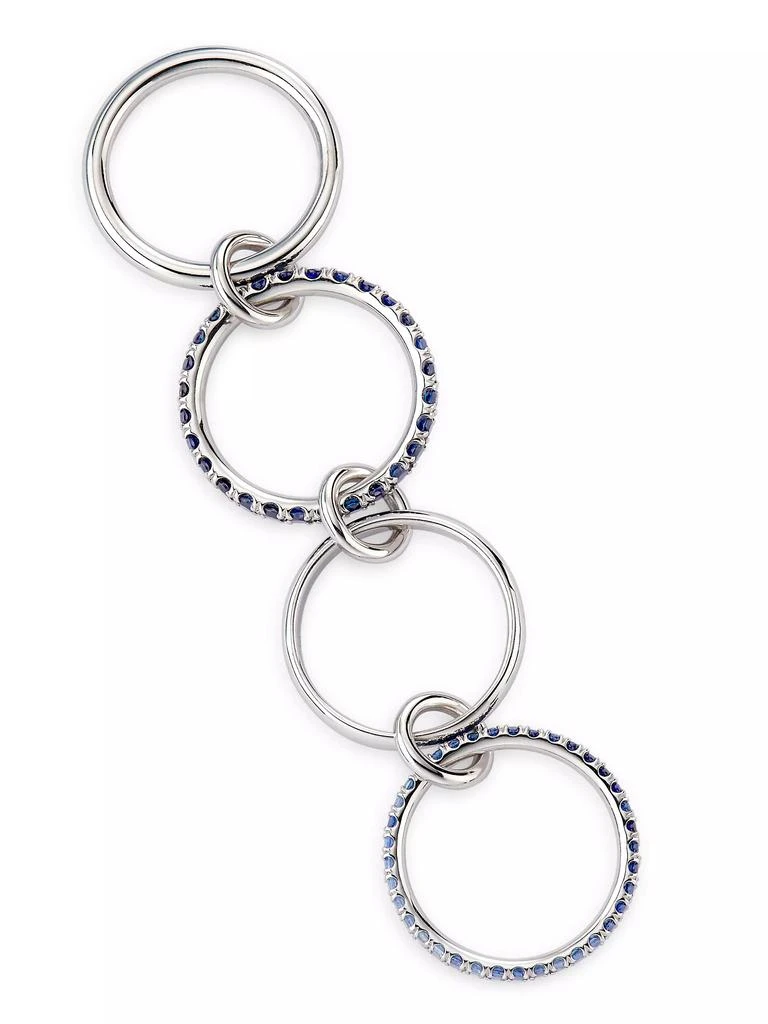 商品Spinelli Kilcollin|18K White Gold, 1.85 TCW White Diamonds & Blue Sapphire 4-Link Ring,价格¥51853,第4张图片详细描述