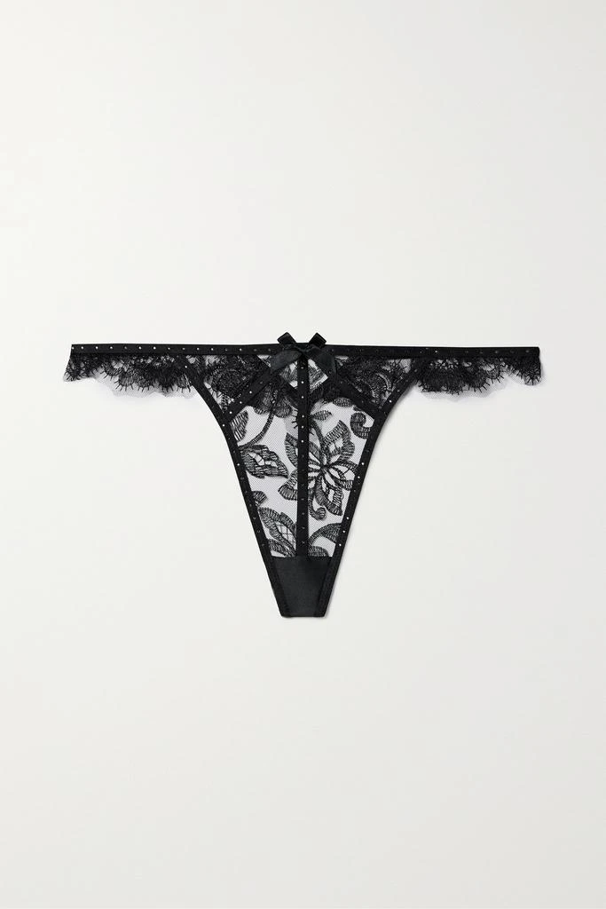 商品L'Agent by Agent Provocateur|Krystabell 施华洛世奇水晶缀饰缎布边饰蕾丝丁字裤,价格¥2961,第1张图片