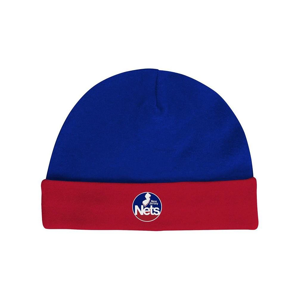 商品Mitchell & Ness|Newborn and Infant Boys and Girls Blue, Red New Jersey Nets 3-Piece Hardwood Classics Bodysuits and Cuffed Knit Hat Set,价格¥301,第5张图片详细描述