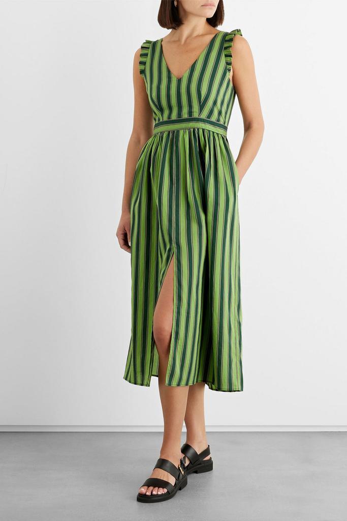 商品IRIS & INK|Carmen striped Lyocell-blend midi dress,价格¥906,第2张图片详细描述