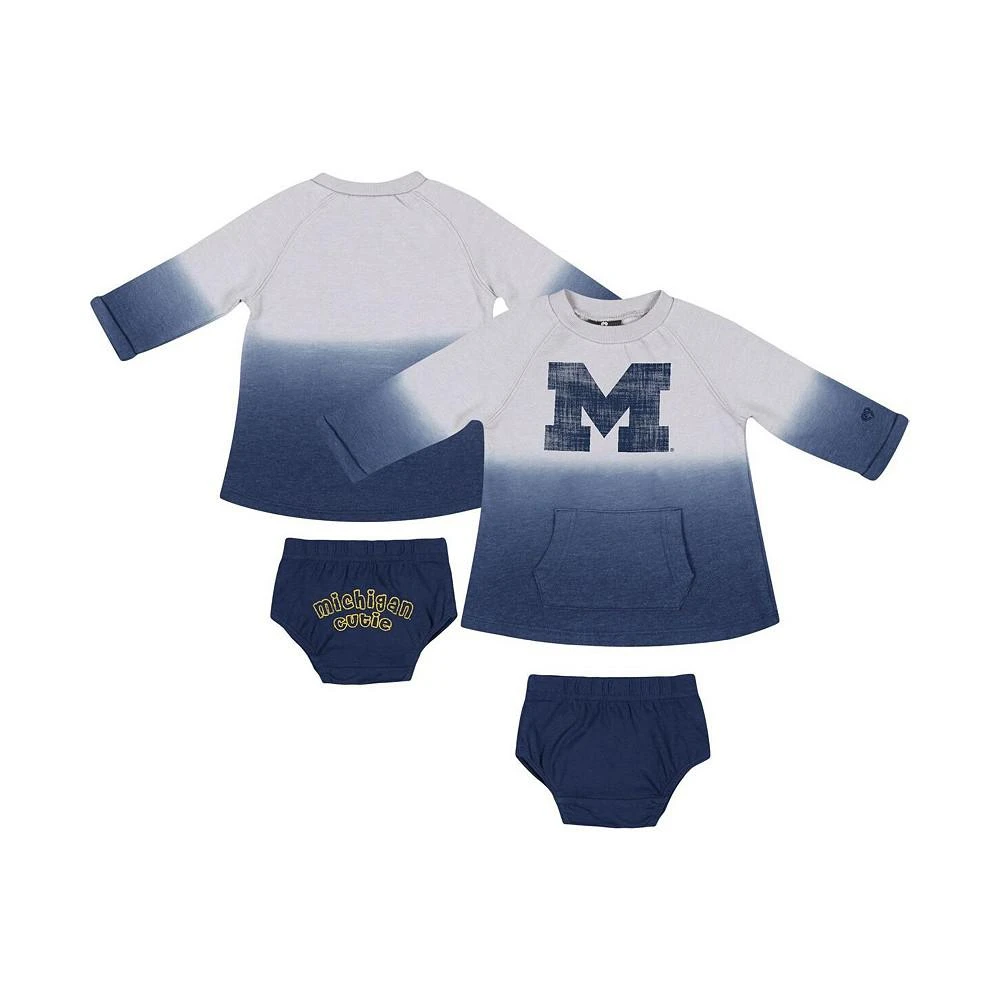 商品Colosseum|Newborn and Infant Boys and Girls Gray, Navy Michigan Wolverines Hand in Hand Ombre Dress and Bloomers Set,价格¥301,第1张图片