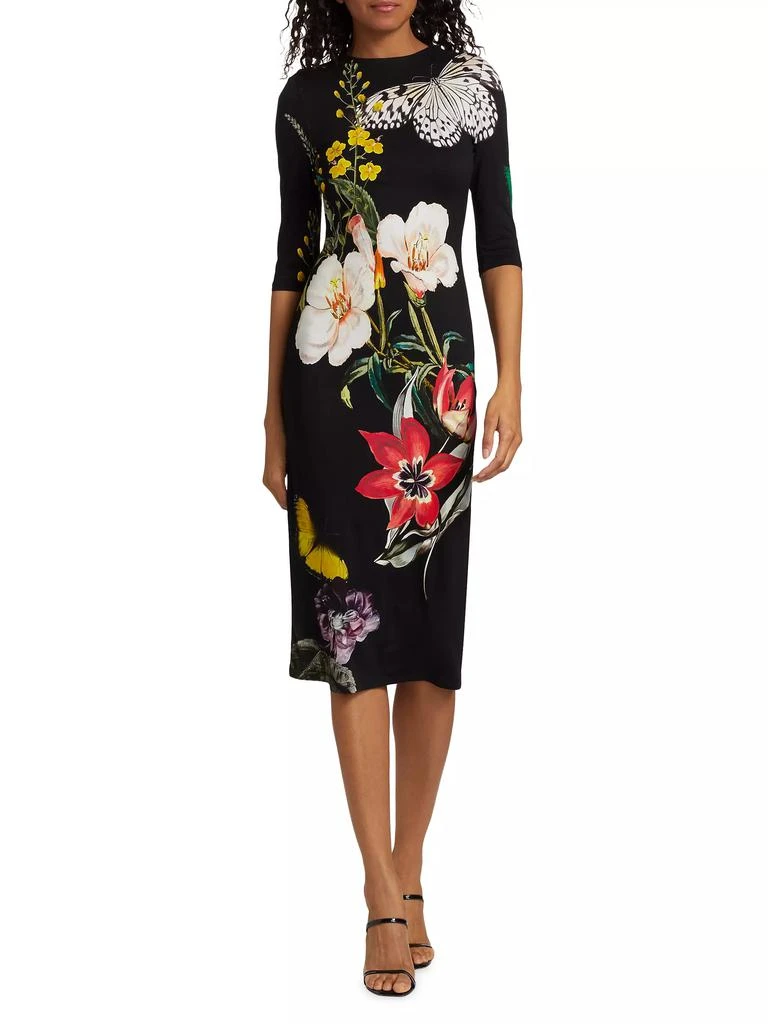 商品Alice + Olivia|Delora Floral Crewneck Midi-Dress,价格¥1184,第2张图片详细描述