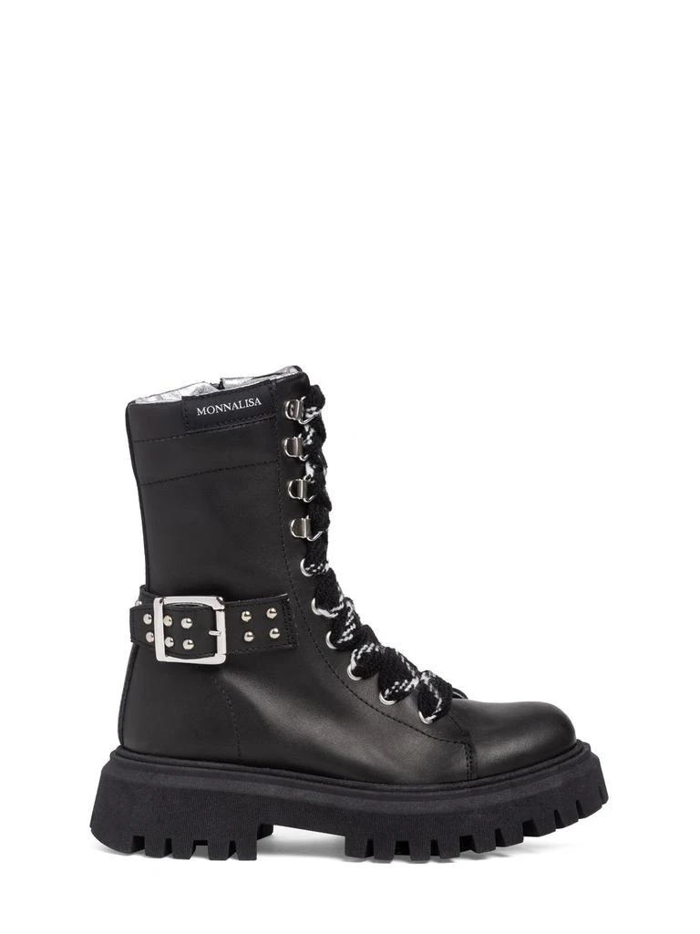 商品MONNALISA|Leather Combat Boots,价格¥882,第1张图片