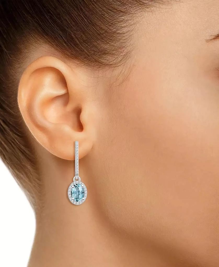 商品Macy's|Aquamarine (1-3/8 ct. t.w.) & Diamond (1/3 ct. t.w.) Leverback Drop Earrings in Sterling Silver,价格¥2486,第2张图片详细描述