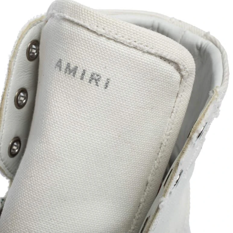 Amiri White/Green Canvas and Leather Sunset High Top Sneakers Size 42 商品