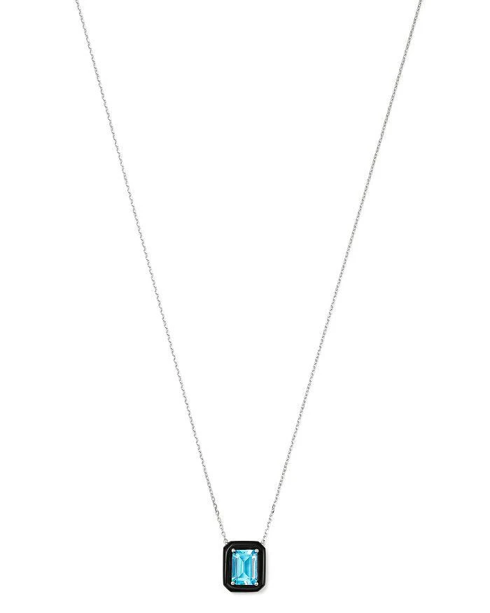 商品Bloomingdale's|Swiss Blue Topaz & Black Onyx Pendant Necklace in 14K White Gold, 18" - Exclusive,价格¥6728,第3张图片详细描述