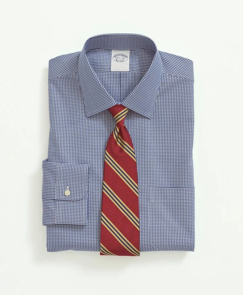 商品Brooks Brothers|Stretch Supima® Cotton Non-Iron Pinpoint Oxford Ainsley Collar, Gingham Dress Shirt,价格¥881,第1张图片