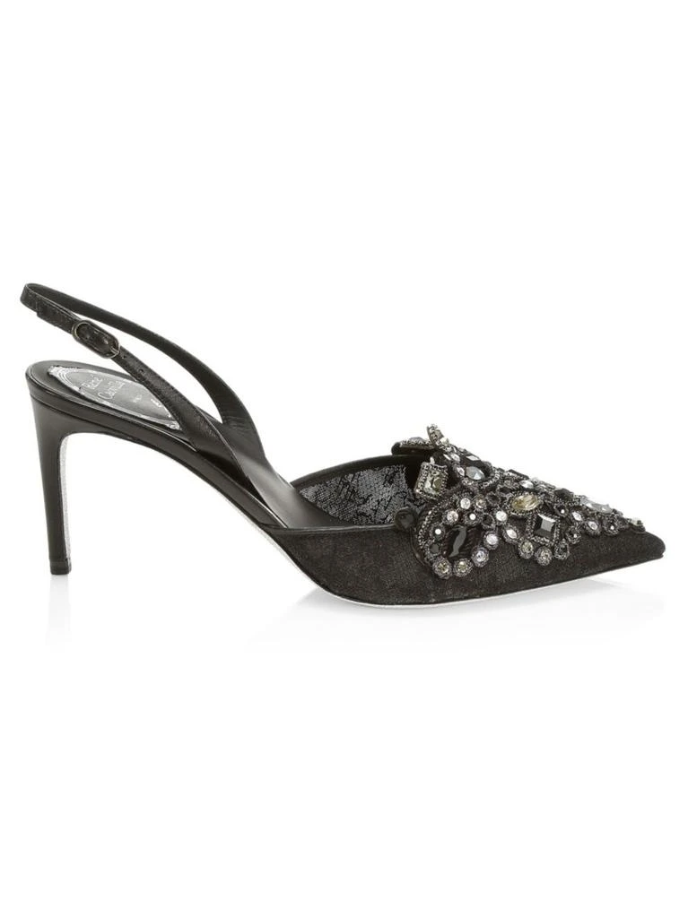 商品Rene Caovilla|Embellished Lace Slingback Pumps,价格¥3867,第1张图片