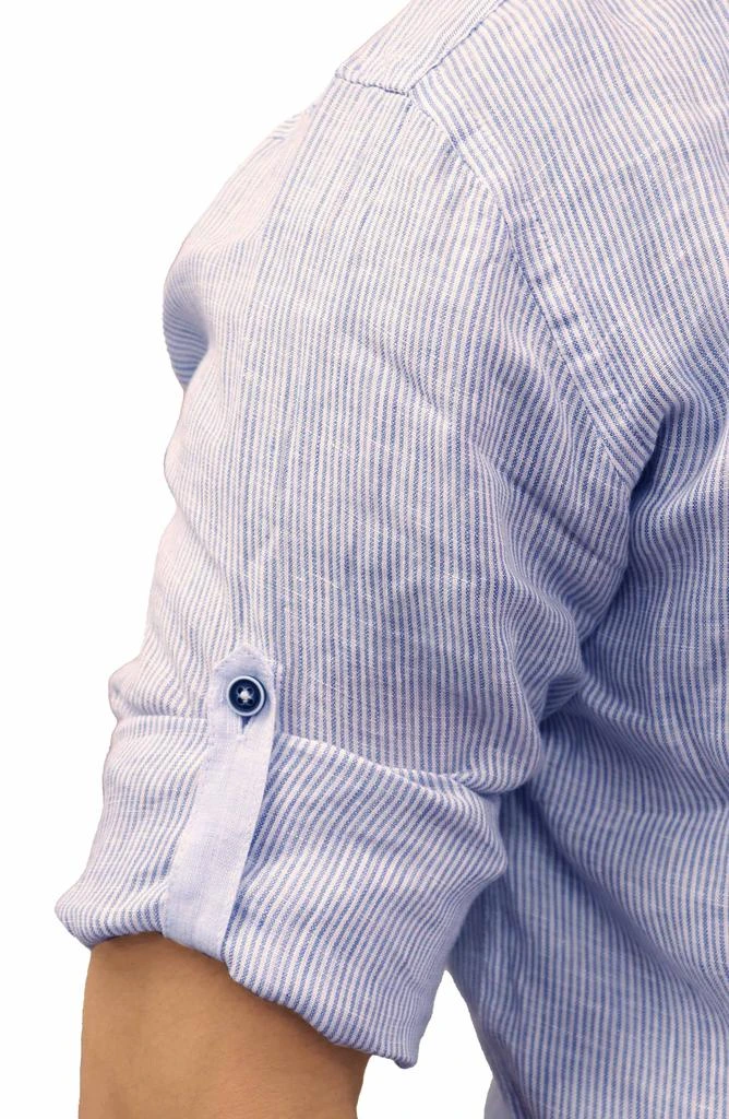 商品Lorenzo Uomo|Striped Linen Trim Fit Dress Shirt,价格¥414,第3张图片详细描述