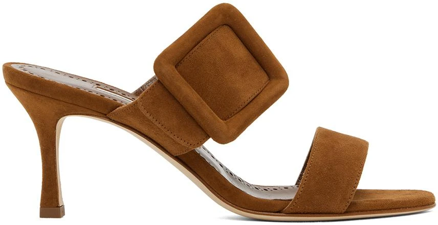 商品Manolo Blahnik|Brown Gable Heeled Sandals,价格¥5906,第1张图片