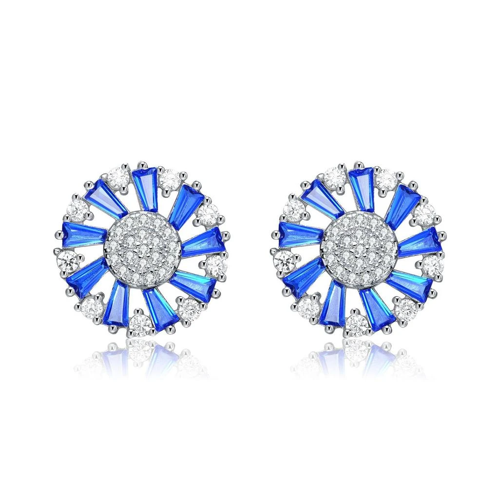 商品Genevive|Sterling Silver Sapphire Cubic Zirconia Stud Earrings,价格¥446,第2张图片详细描述