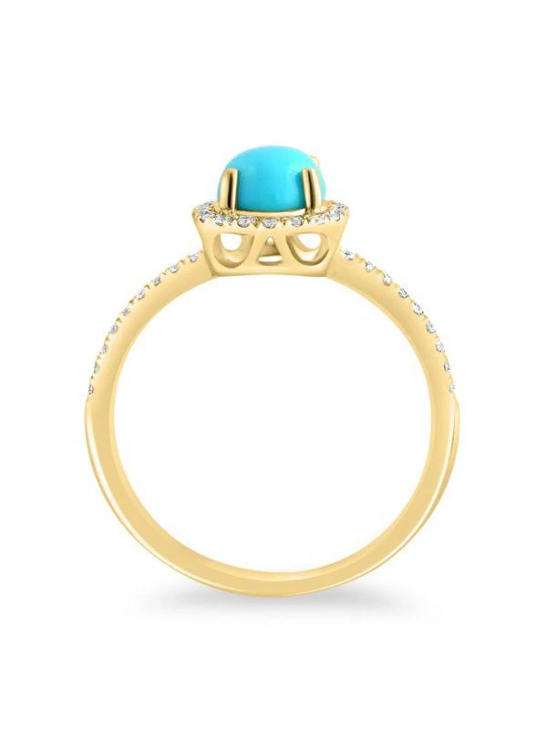 商品Effy|14K Yellow Gold, Turquoise & Diamond Ring,价格¥4318,第3张图片详细描述