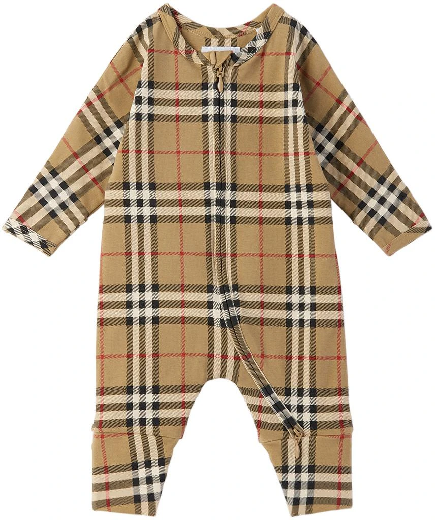 商品Burberry|驼色格纹婴儿连身裤 & 毛线帽套装,价格¥3024,第2张图片详细描述