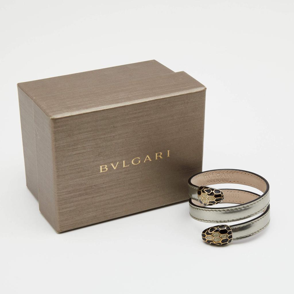 商品[二手商品] BVLGARI|Bvlgari Serpenti Forever Silver Leather Cleopatra Wrap Bracelet,价格¥2738,第7张图片详细描述