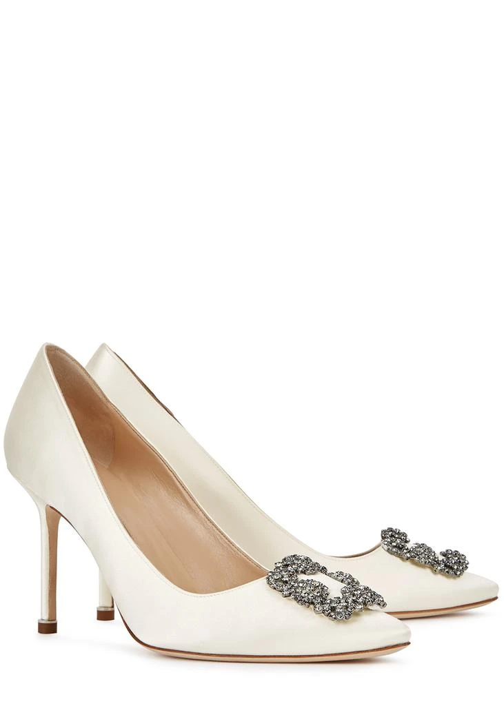 商品Manolo Blahnik|Hangisi 90 ivory silk satin pumps,价格¥8944,第2张图片详细描述