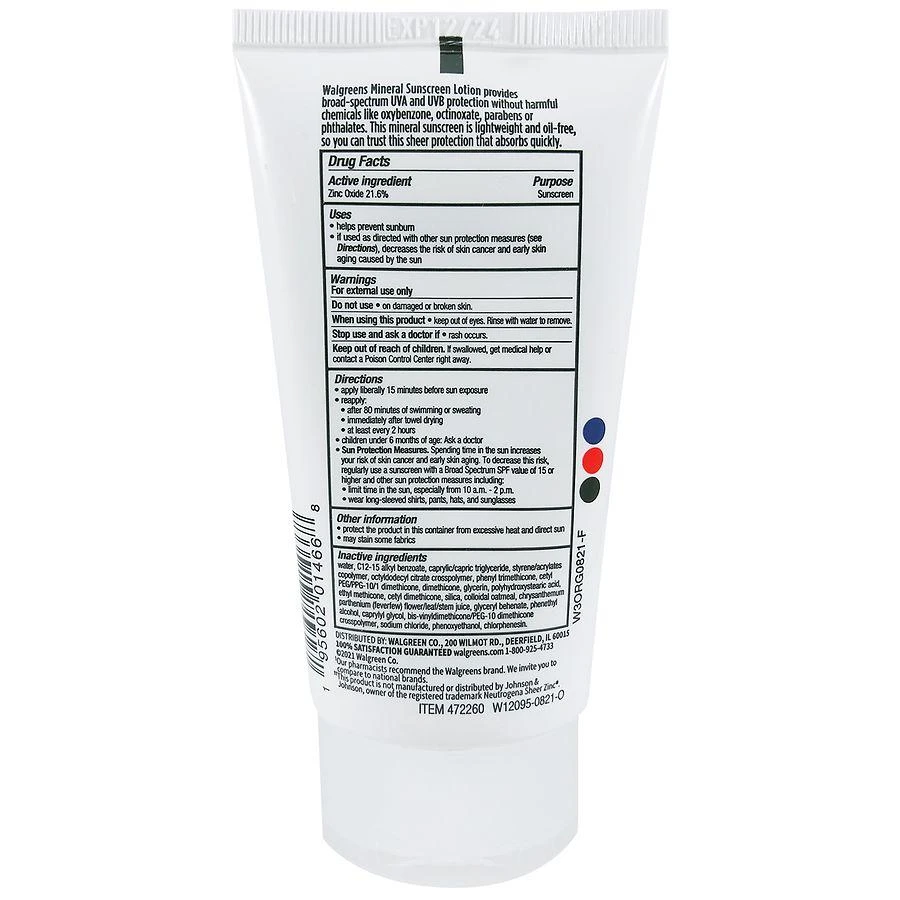 商品Walgreens|Sheer Mineral Sunscreen SPF 50,价格¥96,第2张图片详细描述
