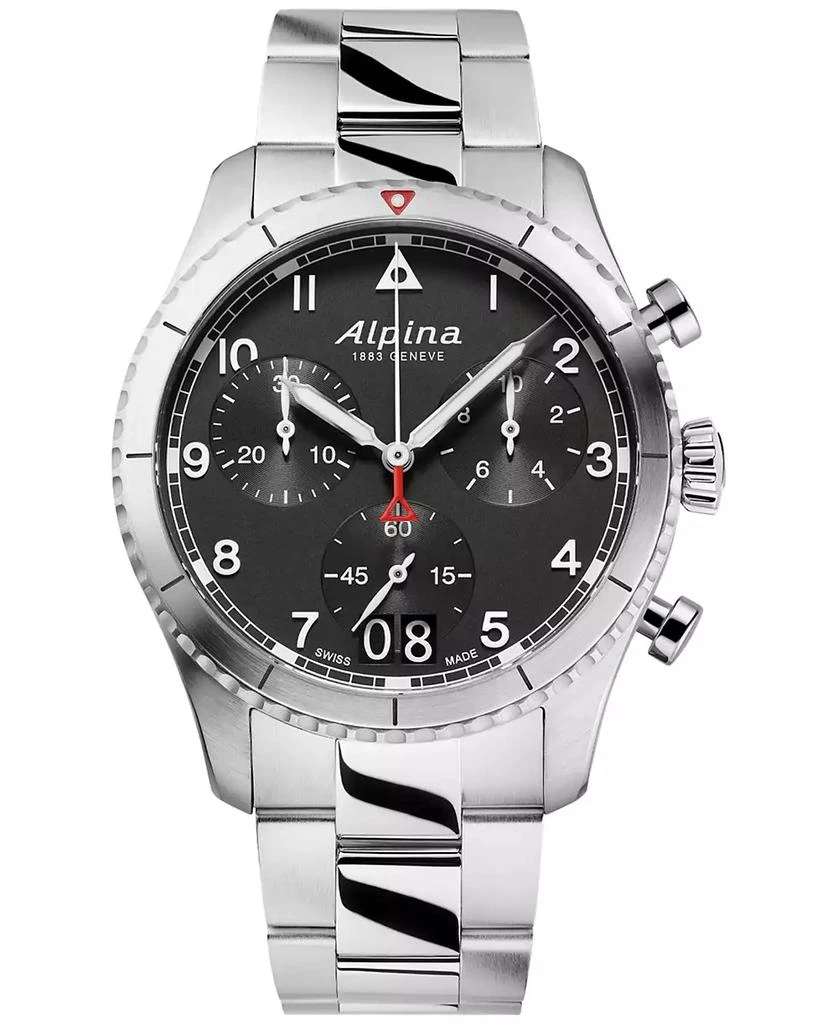 商品Alpina|Men's Swiss Chronograph Startimer Pilot Stainless Steel Bracelet Watch 44mm,价格¥9612,第1张图片