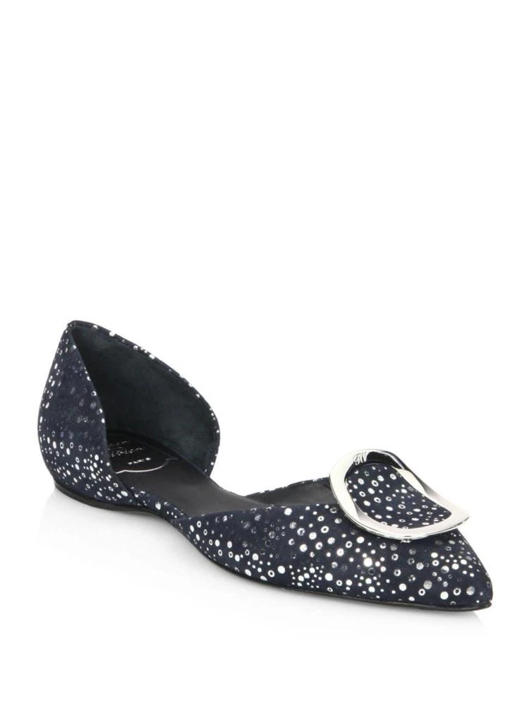 商品Roger Vivier|Embellished Suede d'Orsay Flats,价格¥5218,第1张图片