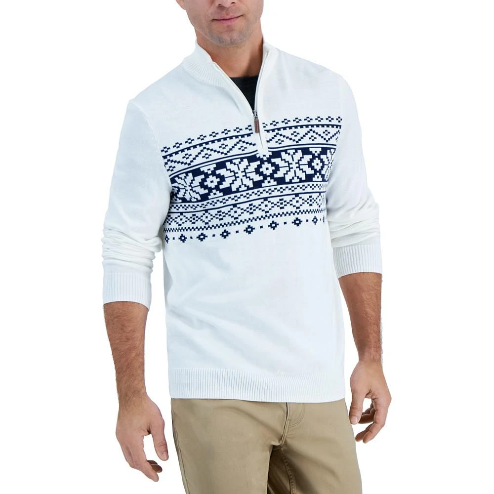 商品Club Room|Men's Quarter-Zip Fair Isle Sweater, Created for Macy's,价格¥173,第1张图片