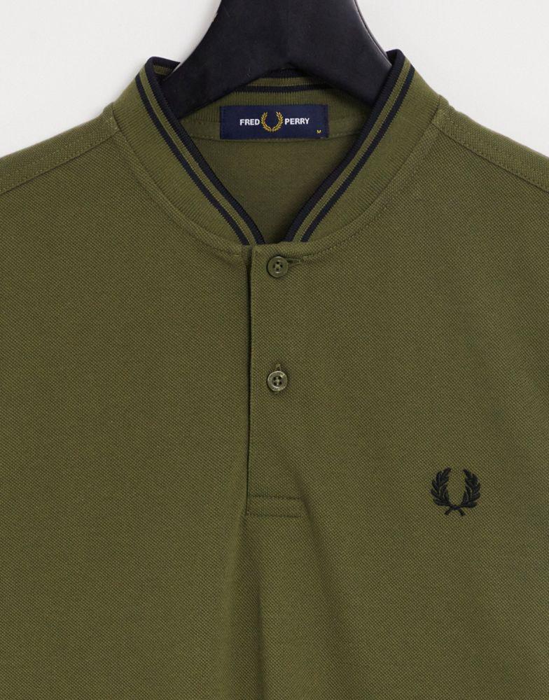 Fred Perry bomber collar pique polo shirt in green商品第3张图片规格展示