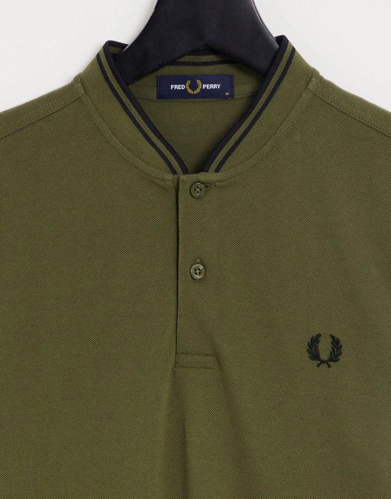 商品Fred Perry|Fred Perry bomber collar pique polo shirt in green,价格¥438,第3张图片详细描述