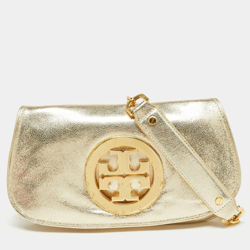 商品[二手商品] Tory Burch|Tory Burch Metallic Gold Leather Reva Logo Crossbody Bag,价格¥1573,第1张图片