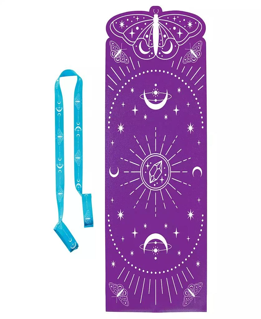 商品Three Cheers For Girls|3C4G - Celestial Yoga Mat Carrying Strap 24" x 60" Mat, Make It Real, Teens Tweens Girls, Purple Mat With Teal Strap, Butterfly Celestial Design, Encourages Fitness Well Being,价格¥187,第1张图片