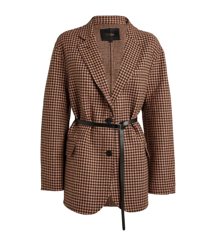 商品Maje|Houndstooth Belted Blazer,价格¥5592,第1张图片