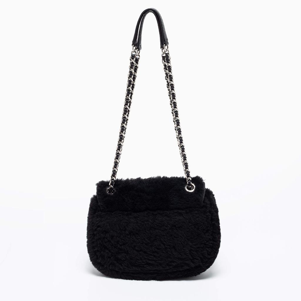 商品[二手商品] Michael Kors|Michael Kors Black Shearling and Leather Trim Sloan Chain Shoulder Bag,价格¥1471,第6张图片详细描述