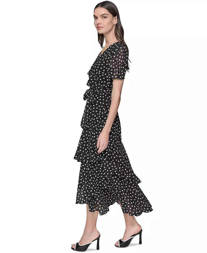 商品Karl Lagerfeld Paris|Women's Dot-Print Ruffle Midi Dress,价格¥1179,第3张图片详细描述