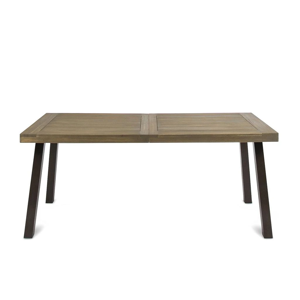 商品Streamdale Furniture|Streamdale Della Acacia Wood Dining Table, Grey/Rustic Metal,价格¥3421,第2张图片详细描述