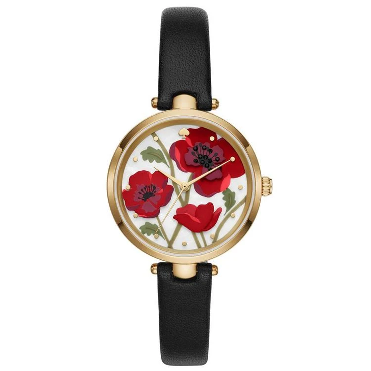 商品Kate Spade|Women's Holland Black Leather Strap Watch 34mm,价格¥1347,第1张图片