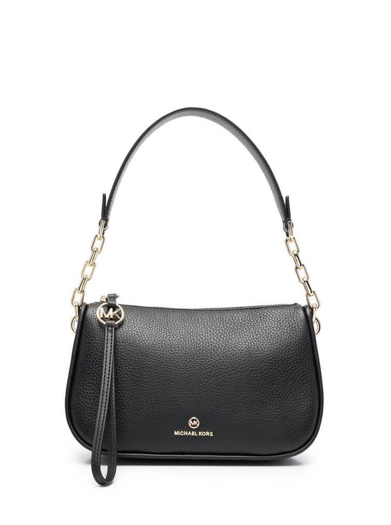 商品Michael Kors|Jet Set Black Shoulder Bag in Saffiano Calfskin with Gold-Colored Details and Charm with M MICHAEL KORS Logo,价格¥1187,第1张图片