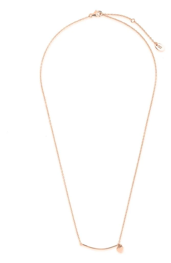 商品Sterling Forever|14K Rose Gold Plated Sterling Silver Polished Bar & Heart Drop Necklace,价格¥225,第3张图片详细描述