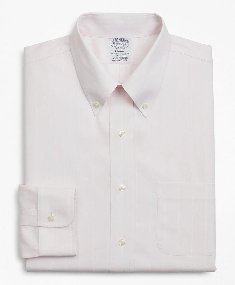 商品Brooks Brothers|Stretch Regent Regular-Fit Dress Shirt, Non-Iron Pinstripe,价格¥314,第4张图片详细描述