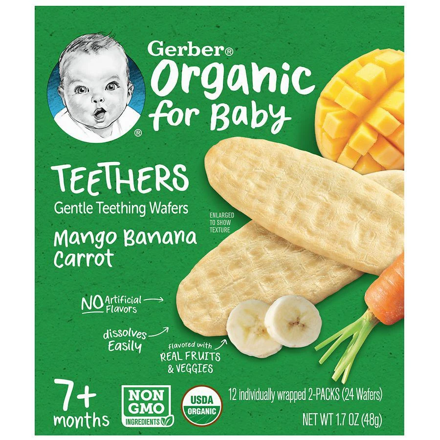 商品Gerber|Teethers Organic Baby Snacks Mango Banana Carrot,价格¥46,第1张图片