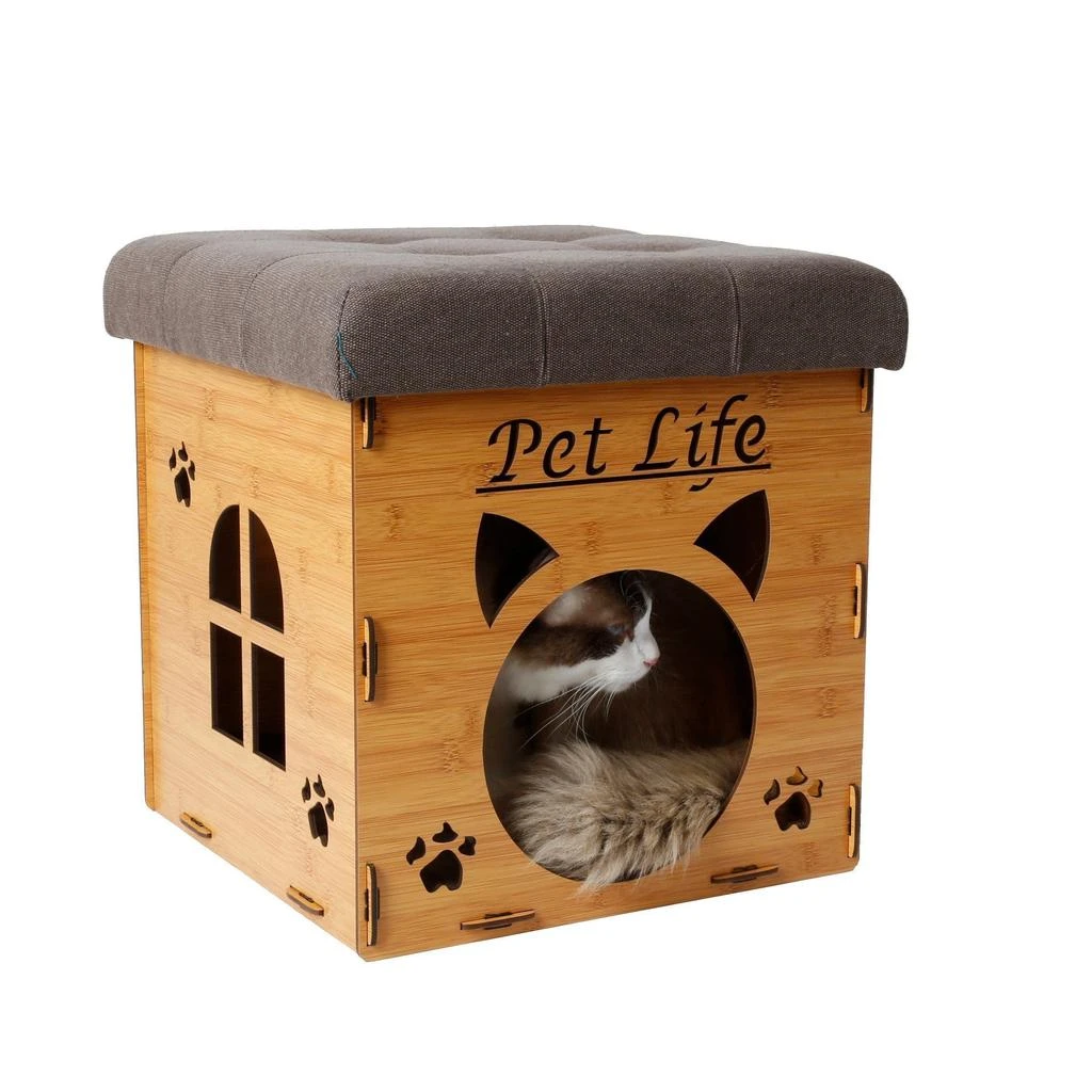商品Pet Life|'Kitty Kallapse' Collapsible Folding Kitty Cat House Tree Bed Ottoman Bench Furniture,价格¥444,第4张图片详细描述