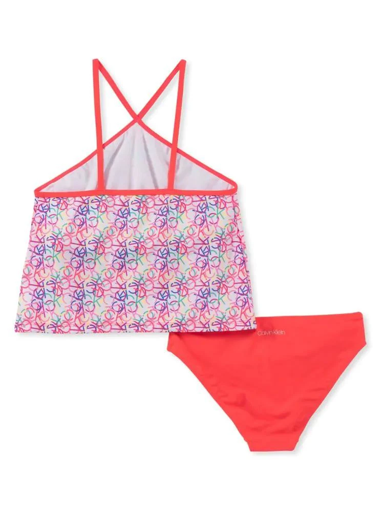 商品Calvin Klein|Girl's 2-Piece Printed Swim Set,价格¥84,第2张图片详细描述