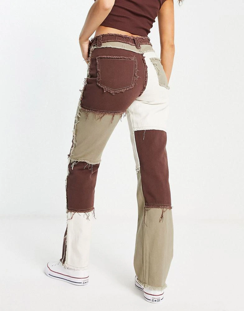 商品Jaded London|Jaded London boyfriend jeans in brown patchwork denim,价格¥116,第2张图片详细描述